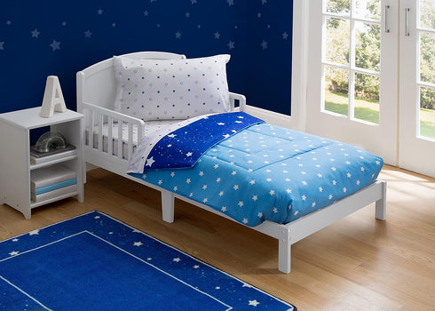 4 Set 2-in-1 Delta Children Piece Toddler Bedding for Boys - Reversible Comforter - Includes Fitted Comforter to Keep