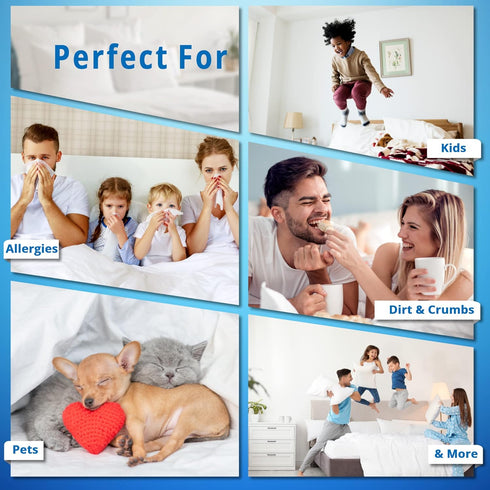 National Allergy Premium 100% Cotton Zippered Pillow Protector - Standard Size, 3 Pack, White