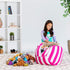 Posh Stuffable Kids Stuffed Animal Storage Bean Bag Chair Cover, Medium 27" - Children's Toy Organizer, Canvas Stripes