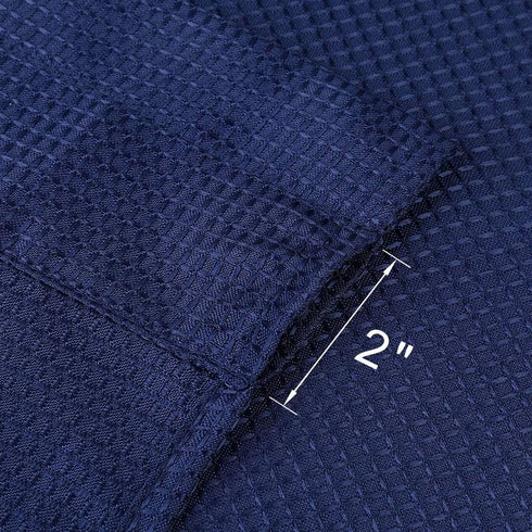 Tier Curtains | Waffle Weave Textured Short Curtains for Bathroom | 30" x 45", Navy Blue, Set of 2