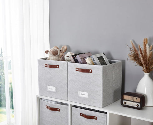 DECOMOMO Storage Bins, Cube Storage Bin with Label Holders, Fabric Storage Cubes for Organizing