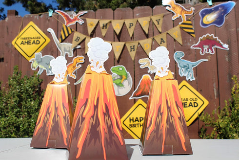 Jayd Products 12 Volcano Party Favor Boxes - Dinosaur Party Decorations for Luau, Hawaiian, Tiki Party Supplies