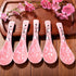 Japanese Soup Spoons Set of 5 - Pink Ceramic Spoons for Soup, Ramen, Pho, Gravy, and Dumplings