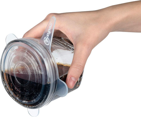 Modfamily Silicone Stretch Lids (7 Pack) - Reusable, Durable & Expandable for Many Container Sizes, Dishwasher Safe
