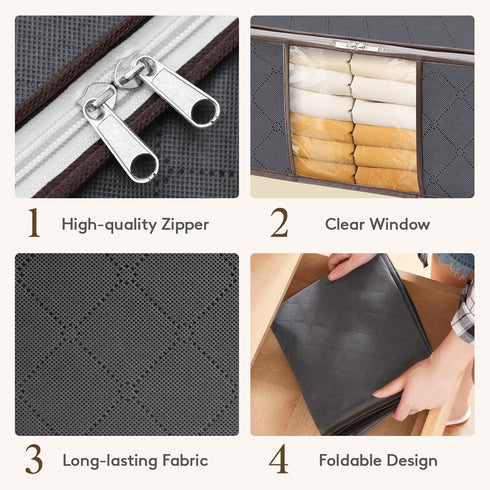 Lifewit 3 Pack Clothes Storage Bag, Foldable Storage Bin Closet Organizer with Clear Window, Sturdy Fabric for