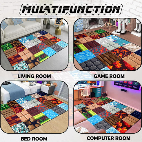 4'x6' Cool Game Rug for Teen Boys Room Funny Gamer Rug for Boys Bedroom, Gaming Carpet Kids Play Mat for Living Room