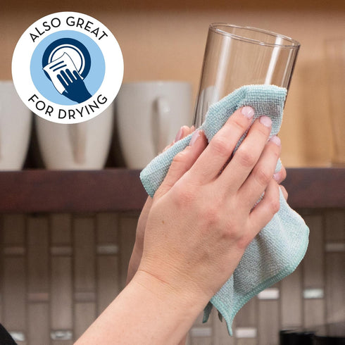 12 12 6PK 3X 3X S&T INC. Dish Cloths for Washing Dishes, Microfiber Cleaning Cloth for Home, Blue/Plaid, in. x in.