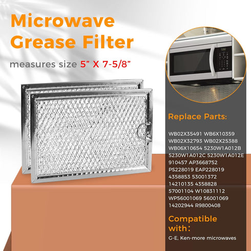 WB06X10309 Microwave Grease Filters Compatible with G.E Microwave Oven, Replace Filters WB06X10654 (4 PACK)