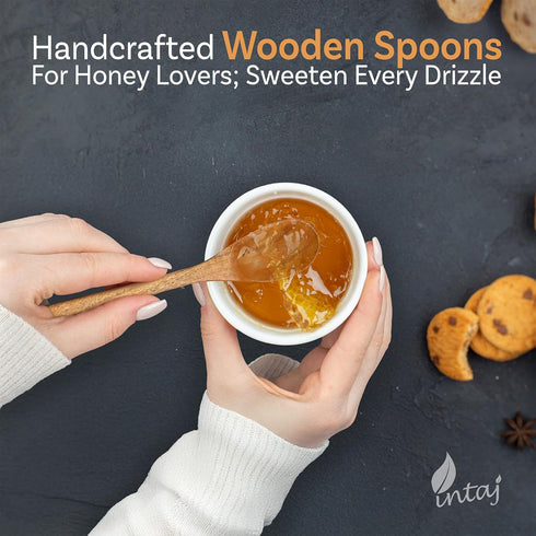 6 6 Inch Set INTAJ PCS Small Wooden Spoons, Honey Spoons for Tea, Hardwood Wooden Honey Teaspoon for Coffee, Little