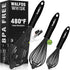 Walfos Silicone Whisk Set of 3, Stainless Steel Wire Kitchen Whisks for Non-Stick Cookware