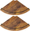 Corner Floating Shelves, Rustic Brown Wood, Set of 2, Wall Mount Storage