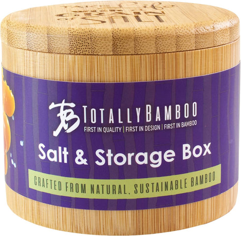 Totally Bamboo Salt Cellar Bamboo Storage Box, 6 Ounce Capacity, "Take Life with a Grain of Salt" Engraved Lid