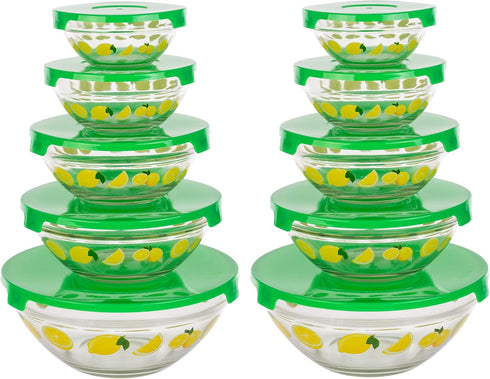 Classic Cuisine Glass Bowls Set with Lids - Mixing Bowls for Storage, Meal Prep, Mixing, and Serving Multiple Sizes
