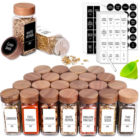 Churboro 24 Spice Jars with 547 Labels - Glass Spice Jars with