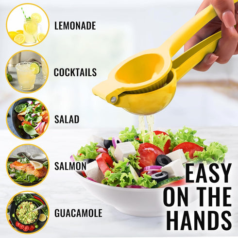 Zulay Kitchen Metal Lemon Squeezer - Handheld Citrus Juicer for Extracting the Most Juice Possible