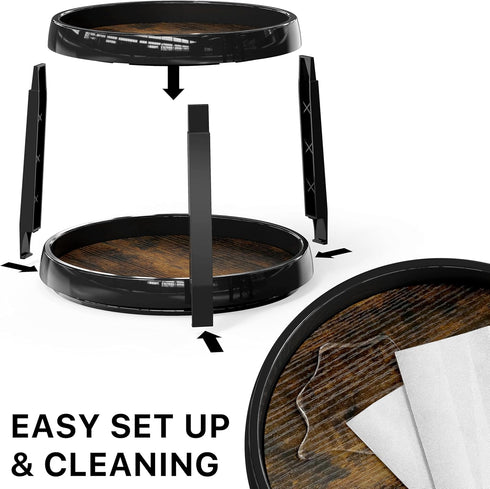 2-Tier 10-Inch Simple Houseware Lazy Susan Spice Organizer, Diameter, Rustic Brown