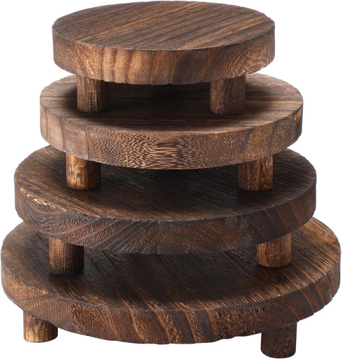 Geetery 4 Pcs Wooden Risers for Display Wood Pedestal Stand Mini Tray