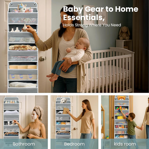 Andahoom 5 8 44lb Nursery,Closet, Sturdiness Over The Door Organizer, Shelves & Side Pockets,Anti Tilt Hanging Behind