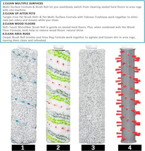 2787 1866 2554A,2590,2593,2596,for 35151, 3515, 35152, 3513, 3518 Multi-Surface Pet Brush Rolls & Vacuum Filters