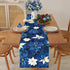 Poinsettia 13x108 Inch Winter Navy Blue Table Runner Christmas Floral Burlap Table Runners, Xmas Holiday Seasonal