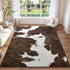 4x6 DweIke Cow Print Rugs for Living Room, Soft Brown Faux Animal Cowhide Area Rug, Washable Non-Slip Stain Resistant