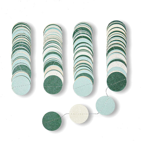 Cheerland Sage Green Garland Mint Blue White Circle Polka Dots Streamer Hanging Party Decorations for Kids Birthday