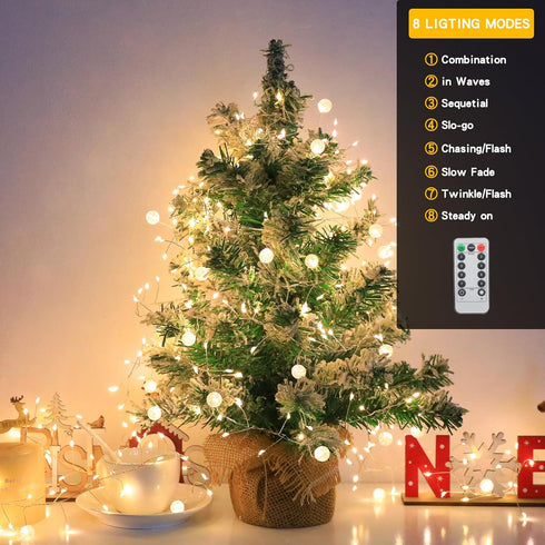 NEOLITHX 26FT 400LED Copper Wire Firecracker Christmas Fairy Lights, Connectable Twinkle Plug in Fairy String Lights
