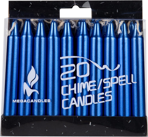 Mega Candles, 20 pcs Unscented Metallic Dark Blue Mini Taper Spell Candles, 4 Inch Tall, Witchcraft Rituals