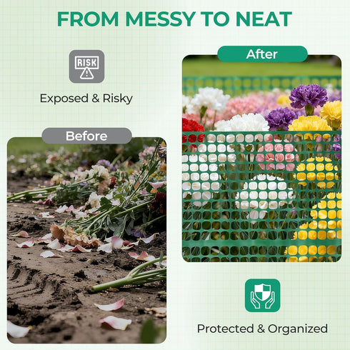 4'x50'/7.5LB Ohuhu Plastic Garden Fence Safety Fence, Reusable Netting Plastic Mesh Fence Roll, Temporary Fencing