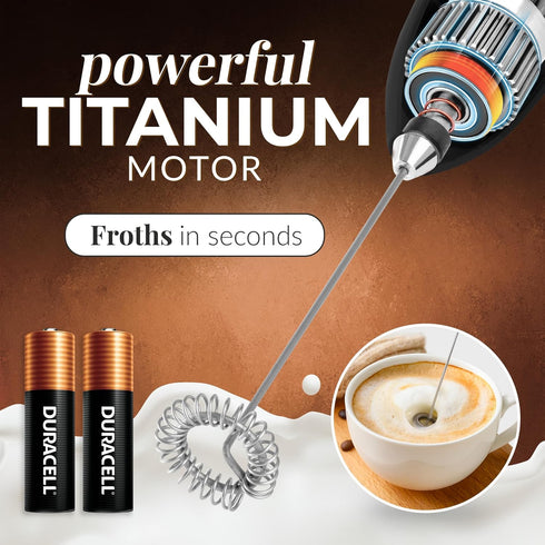 Zulay Kitchen Duracell Powered Milk Frother Handheld Foam Maker - Whisk Drink Mixer for Coffee, Latte, Matcha,