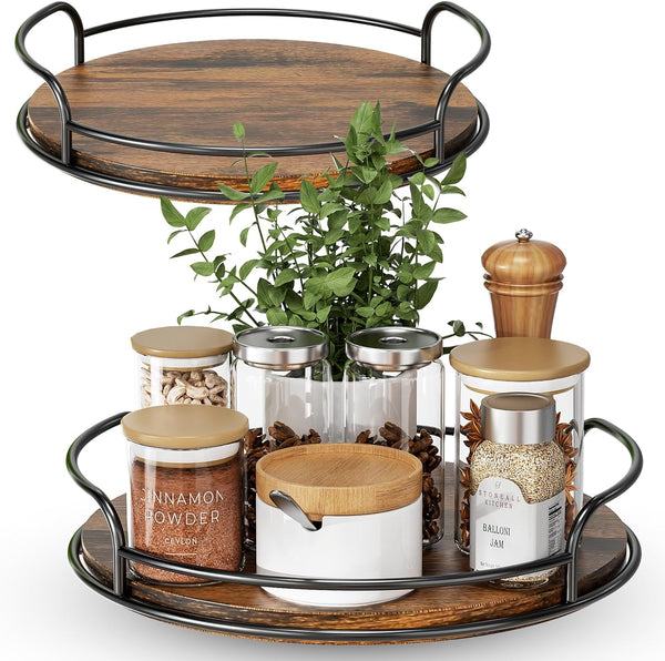 LAMU 2 Pack 9'' 10'' Lazy Susan Turntable Organizer for Table Top