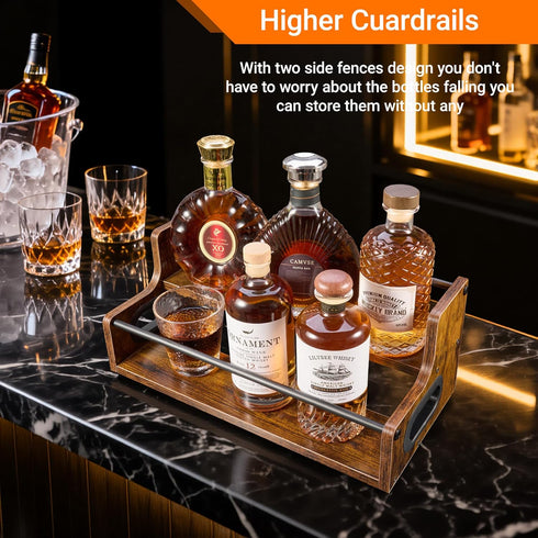 YQBRAO 2-Tier Liquor Bottle Display Shelf, Coffee Syrup Rack Organizer, Water Bottle Organizer, Mini Bar Cabinet