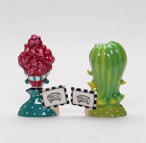 Fine Porcelain Dollymama's Lady Perfection-Spicy Salt and Pepper Shaker, 4-7/8" H
