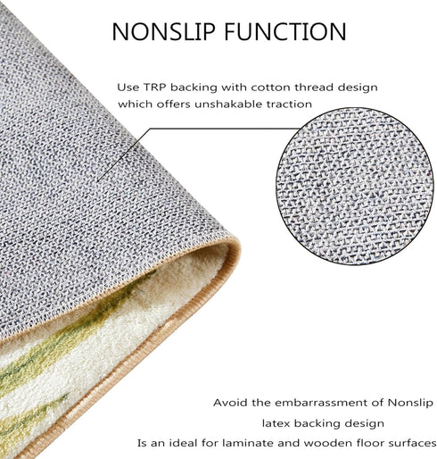 RoomTalks 4x6 Mid Century Modern Washable Rug, Green Boho Cute Aesthetic Area Rugs for Bedroom Dining Living Room