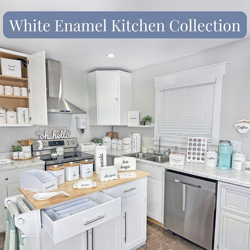 AuldHome Design White Enamel Sponge Holder, Rustic Enamelware Kitchen Sink Accessory