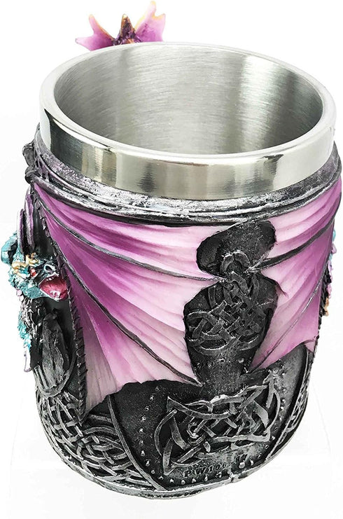 Ebros Myths And Legends Blue Fire Beowulf Purple Dragon Beer Stein - Great Gift for Dragon Lovers, Coffee Cup Mug