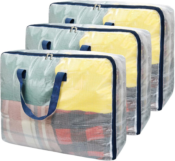 Clear Storage Bags with Zipper - 75L Extra Large Capacity for Closet, Underbed Storage Organizer for Clothes, Bedding