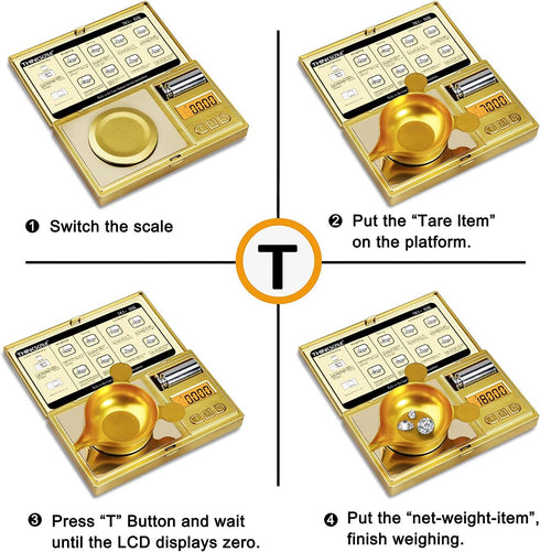 THINKSCALE 50g/0.001g Digital Milligram Scale, Gold Mg Scale with Calibration Weight for Reloading and Powder Medicine