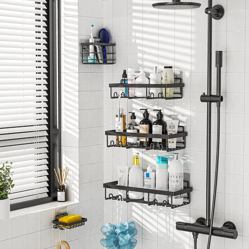 Moforoco Adhesive Shower Caddy Organizer Shelves Rack - 5 Pack Corner Bathroom Storage, Home & Kitchen Decor for RV