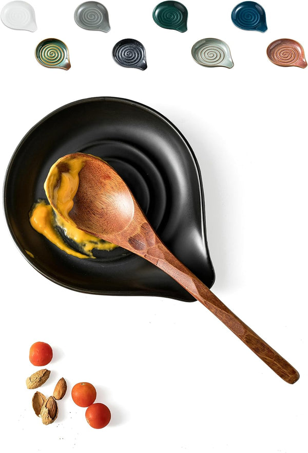 LAUCHUH Spoon Rest for Stove Top, Large Holder for Cooking Spoon, Spatula, or Tong, Halloween Decor (Black)