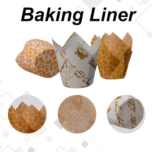 200Pcs Tulip Cupcake Liners for Baking Cups with Three Fancy Designs, Premium Cupcake Wrappers for Weddings and Parties