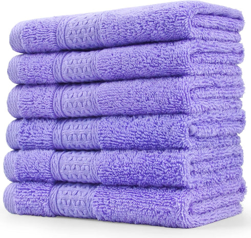 Cleanbear Wash Cloths - Large Cotton Facecloths, 6 Ultra-Soft Washcloths for Bathroom and Guestroom (Lavender)