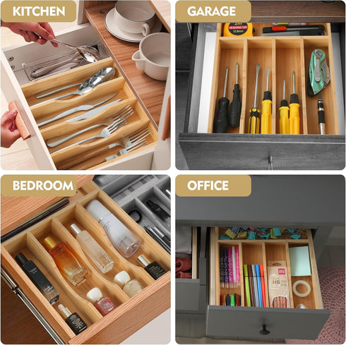 Bamboo Kitchen Drawer Organizer, 8.25 Inch Silverware Holder for Small Drawers, Cutlery Organizer