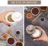 3" MARBLOUS KRAFTS Marble Salt Cellar with Lid White and Oceanic Celtic Salt & Pepper Containers, Perfect for Home