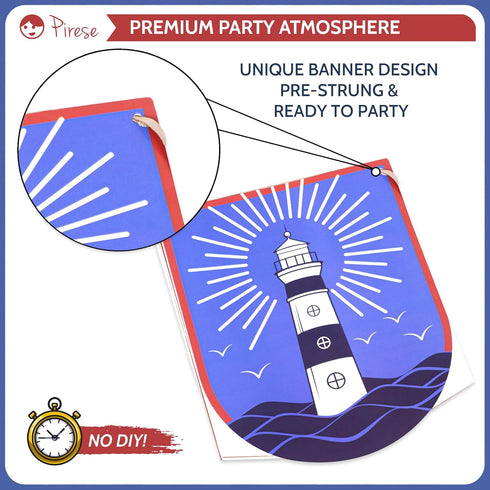 Pirese Nautical Birthday Banner, Nautical Birthday Decorations, Boat Party Decorations, Ocean Birthday Decorations |
