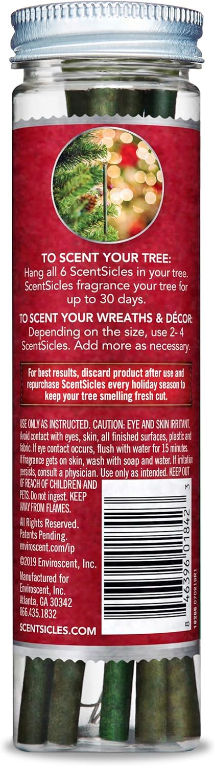 Scentsicles Christmas Berry Scented Ornaments with Hooks - 1 Bottle (6 Sticks Total)