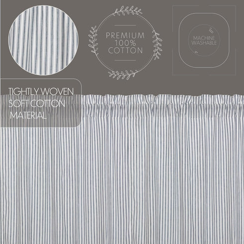 VHC Sawyer Mill Blue 2 Piece Swag Set Kitchen Curtains for Bathroom Living Room Bedroom Window Ticking Striped
