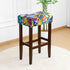 Set 2 18x14inch Waterproof Bar Stool Covers Rectangle of Boho Stretch Seat Cushion Covers for Backless Barstools