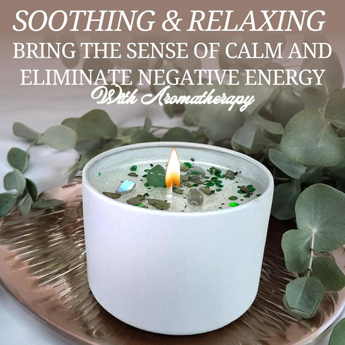 Healing Aromatherapy Candle in Tin Holder, 100% Natural Coconut Wax with Eucalyptus & Lavender Essential Oils