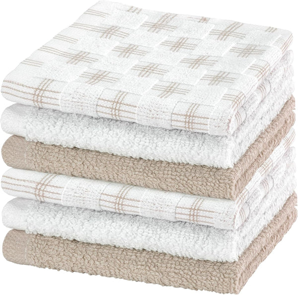 DecorRack 6 Pack 100% Cotton Yarn Washcloths, 12x12 inch Soft Cotton Face